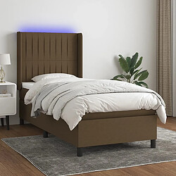 Sommier à lattes et matelas LED,Cadre à lattes de lit pour Adulte Marron foncé 90x200cm Tissu -MN88768