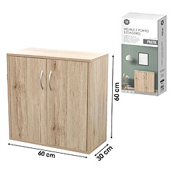 Meuble de rangement 3 étagères 2 portes Effet bois de Hêtre L 60 x P 30 x H 60 cm+Urban Living pas cher