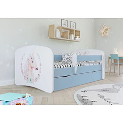 Lit Babydreams, cheval bleu, sans tiroir, matelas 140/70