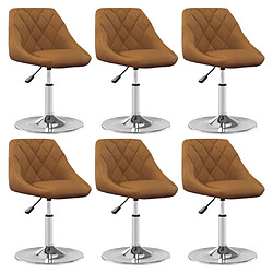 vidaXL Chaises pivotantes à manger lot de 6 Marron Velours 