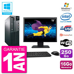 PC Lenovo M82 SFF Ecran 19" G2020 RAM 16Go Disque 250Go Graveur DVD Wifi W7 - Occasion