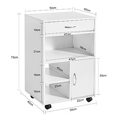 Avis SoBuy FBT106-W Support Imprimante Roulant Bureau Mobile Caisson Meuble de Rangement Bureau avec tiroir et porte Blanc