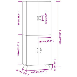 vidaXL Buffet haut Gris béton 69,5x34x180 cm Bois d'ingénierie pas cher