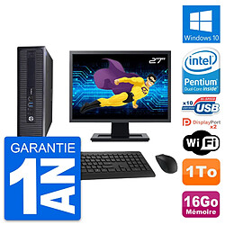 PC HP 600 G1 SFF Ecran 27" Intel G3220 RAM 16Go Disque 1To Windows 10 Wifi - Occasion