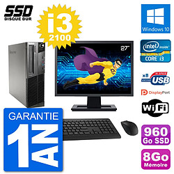 PC Lenovo M91p SFF Ecran 27" Intel i3-2100 RAM 8Go SSD 960Go Windows 10 Wifi · Occasion 