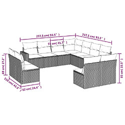 Avis vidaXL Salon de jardin 11 pcs avec coussins noir résine tressée