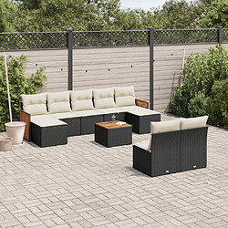 Maison Chic Salon de jardin 10 pcs avec coussins, Ensemble Tables et chaises d'extérieur noir résine tressée -GKD979898