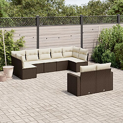 Maison Chic Salon de jardin avec coussins 9 pcs, Ensemble Tables et chaises de jardin, marron résine tressée -GKD147246