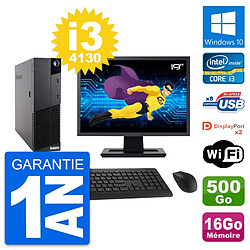 PC Lenovo M83 SFF Ecran 19" Intel i3-4130 RAM 16Go Disque 500Go Windows 10 Wifi