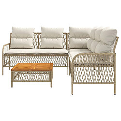 Acheter vidaXL Salon de jardin avec coussins 2 pcs beige résine tressée