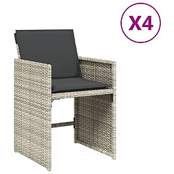 Maison Chic Lot de 4 Chaises de jardin avec coussins | chaises d'extérieur | Fauteuil Relax gris clair résine tressée -GKD15227