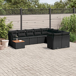 Maison Chic Salon de jardin 10 pcs avec coussins, Ensemble Tables et chaises d'extérieur noir résine tressée -GKD408348