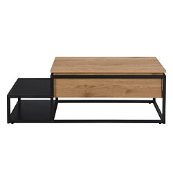 Avis Vente-Unique Table basse avec plateau relevable - MDF et Métal - Naturel et noir - LUTESA