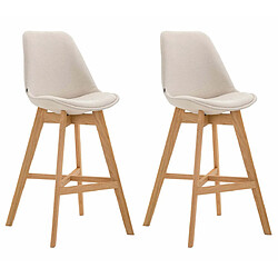 Decoshop26 Lot de 2 tabouret de bar chaise haute design moderne en tissu crème 10_0001299