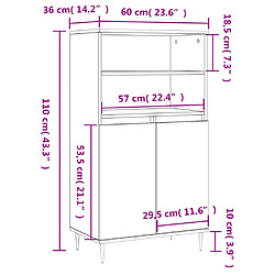 vidaXL Buffet haut Blanc brillant 60x36x110 cm Bois d'ingénierie pas cher