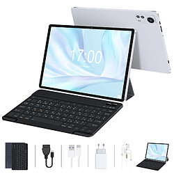 VANWIN Tablette Tactiles S5Pro Tablette 10 Pouces Android 12 avec 5G WiFi, 2Go RAM 32Go ROM 1TB Extensible, Bluetooth 5, 8 cœurs 2.0 GHz, 7000mAh, 2 en 1 Tablette Tactile avec Clavier et Stylo et Cas,Blanc