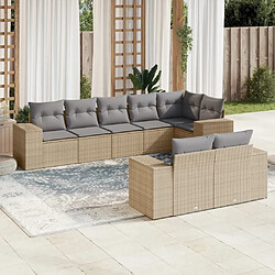 vidaXL Salon de jardin avec coussins 8 pcs beige résine tressée