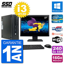 PC HP EliteDesk 800 G1 Ecran 27" Core i3-4130 RAM 16Go SSD 240Go Windows 10 Wifi · Occasion 