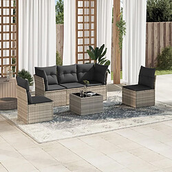 vidaXL Salon de jardin 6 pcs avec coussins gris clair résine tressée