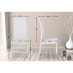 Decoshop26 Lot de 6 chaises de salle à manger design simple en synthétique blanc cadre en métal noir CDS10289