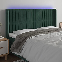 Maison Chic Tête de lit moderne à LED lumineuse pour chambre - Décoration de lit Vert foncé 203x16x118/128 cm Velours -MN16048