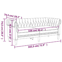 vidaXL Canapé Chesterfield 2 places marron foncé tissu pas cher