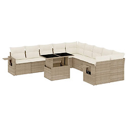 vidaXL Salon de jardin 11 pcs avec coussins beige résine tressée