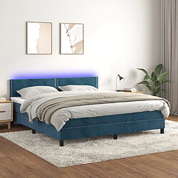 Sommier à lattes LED,Cadre à lattes de lit avec matelas pour Adulte Bleu foncé 180x200 cm -MN29057