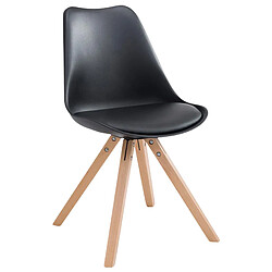 Decoshop26 4 chaises de salle à manger style scandinave en synthétique et plastique noir pieds carré en bois clair CDS10370