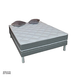 Mes Ensemble matelas+sommier mémoire de forme gris chiné 140x190cm 