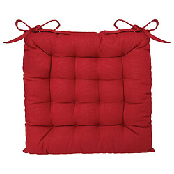 Toilinux Lot 2x Coussin de chaise carré - Long. 38 cm - Rouge