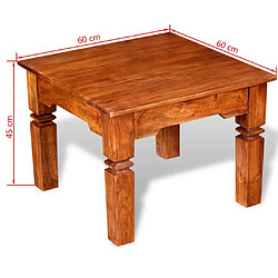 vidaXL Table basse Bois massif 60x60x45 cm pas cher