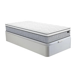 Vente-Unique Ensemble 90 x 190 cm sommier coffre blanc + matelas ressorts ensachés ép.22cm - SERENITE de YSMÉE 