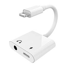 Double Adaptateur port Lightning avec prise Jack 3.5 mm pour iPhone 11 Pro Couleur Blanc - Visiodirect -