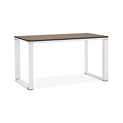 Mes Bureau design 140x70x74 cm plateau en noyer et métal blanc - WARNY