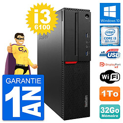 PC Lenovo ThinkCentre M800 SFF Intel i3-6100 RAM 32Go Disque 1To Windows 10 Wifi - Occasion