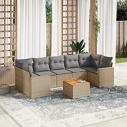 vidaXL Salon de jardin avec coussins 8pcs mélange beige résine tressée 