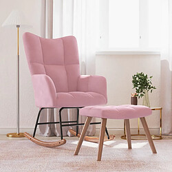 vidaXL Chaise à bascule avec repose-pied Rose Velours