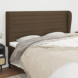 Maison Chic Tête de lit scandinave avec oreilles,meuble de chambre Marron foncé 163x23x118/128 cm Tissu -MN23386