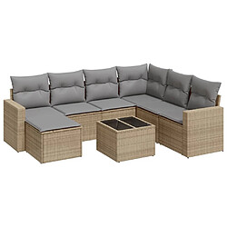 vidaXL Salon de jardin avec coussins 8 pcs beige résine tressée