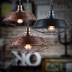 Stoex Rétro Metal Suspension Industriel Vintage 260mm Luminaire Métal Antique Edison Culot E27 Plafonnier Luminaire Noir