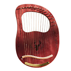 Acajou Single Board Lyre Harp Metal 16 Cordes Avec Clé & Sac Café pas cher