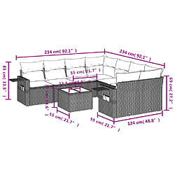 Avis vidaXL Salon de jardin avec coussins 9 pcs beige résine tressée