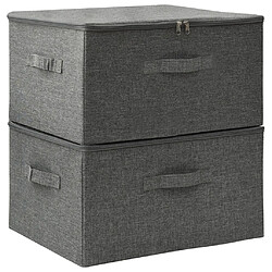 Maison Chic Lot de 2 Boîtes de rangement,Boîtes de stockage Tissu 43x34x23 cm Anthracite -MN533551