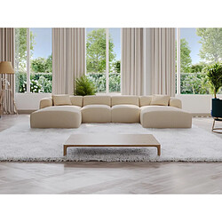 Vente-Unique Grand canapé d'angle panoramique en tissu texturé beige POGNI de Maison Céphy 