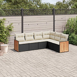 vidaXL Salon de jardin 6 pcs avec coussins noir résine tressée