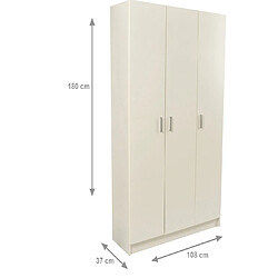 Alter Armoire polyvalente avec trois portes et quatre étagères réglables, couleur blanche, mesure 180 x 109 x 37 cm