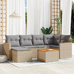 vidaXL Salon de jardin avec coussins 7pcs mélange beige résine tressée 