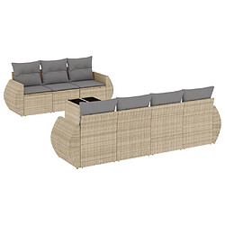 Maison Chic Salon de jardin avec coussins 8 pcs | Ensemble de Table et chaises | Mobilier d'Extérieur beige résine tressée -GKD59597