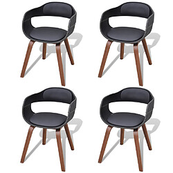 vidaXL Chaises à manger lot de 4 noir bois courbé et similicuir 